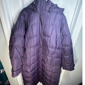 Lands End Womens Purple Puffer Coat Hooded Full Zip Quilted Down Blend Size 3X